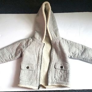 Carters infant/toddler gray sherpa lined coat